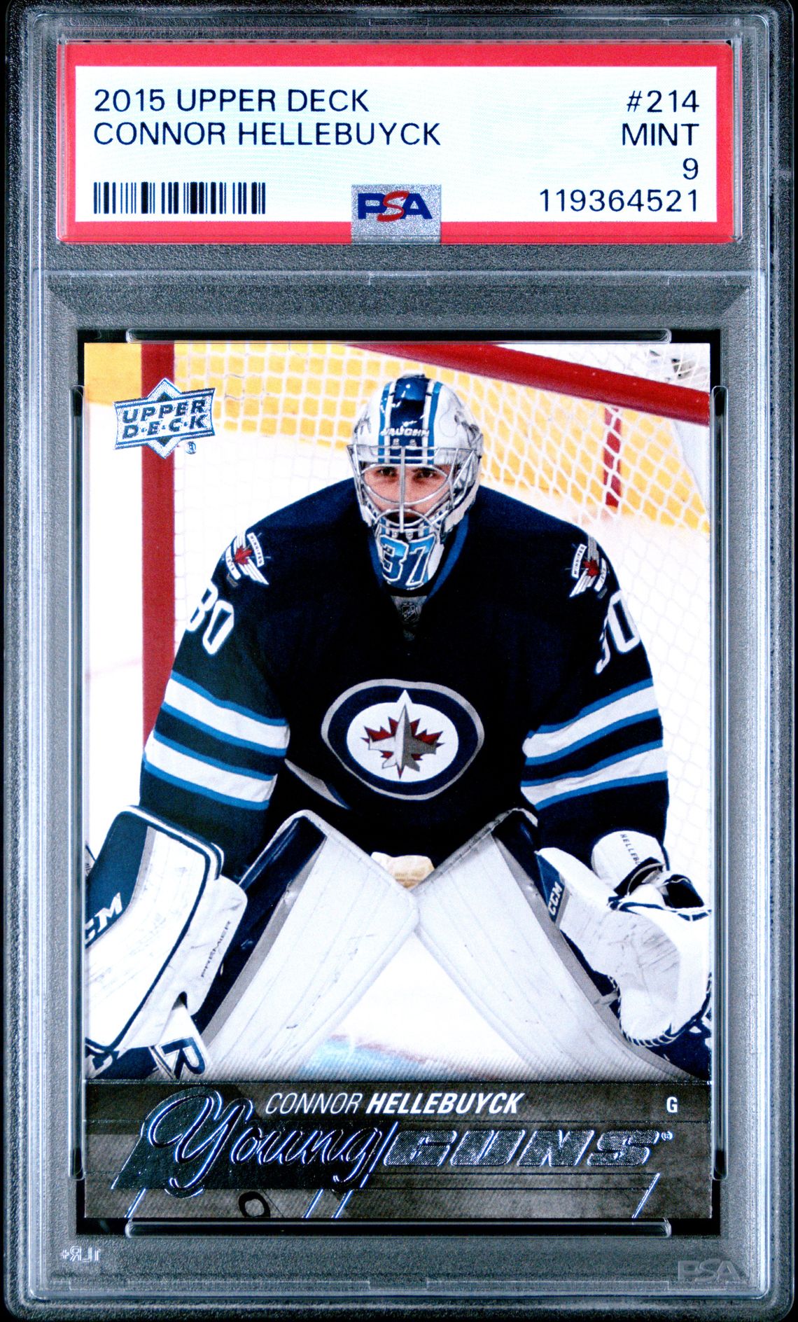 2015 Upper Deck Connor Hellebuyck #214 Mint 9 front