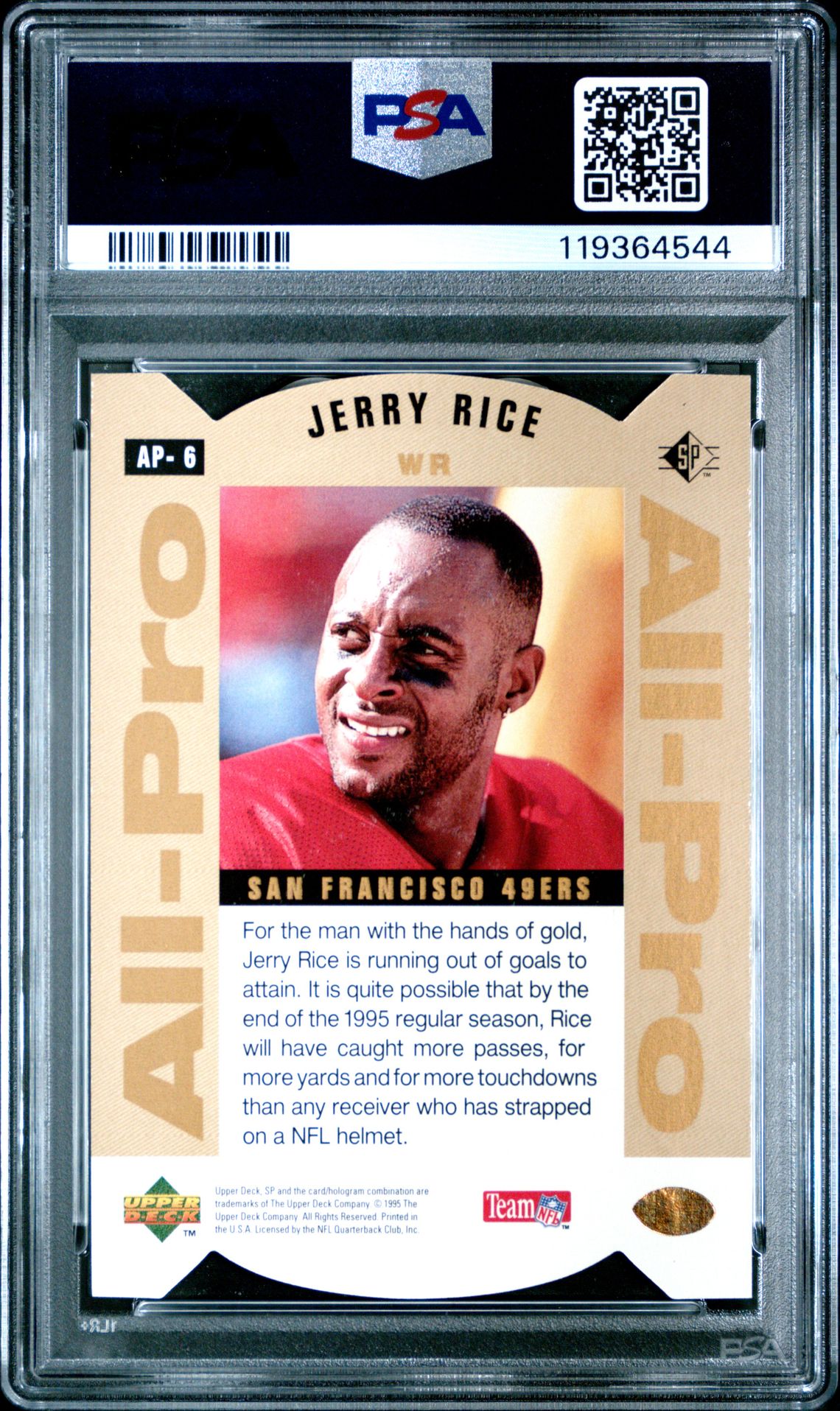 1995 Sp All Pro Jerry Rice #Ap-6 (Gold) Nm-Mt 8 back