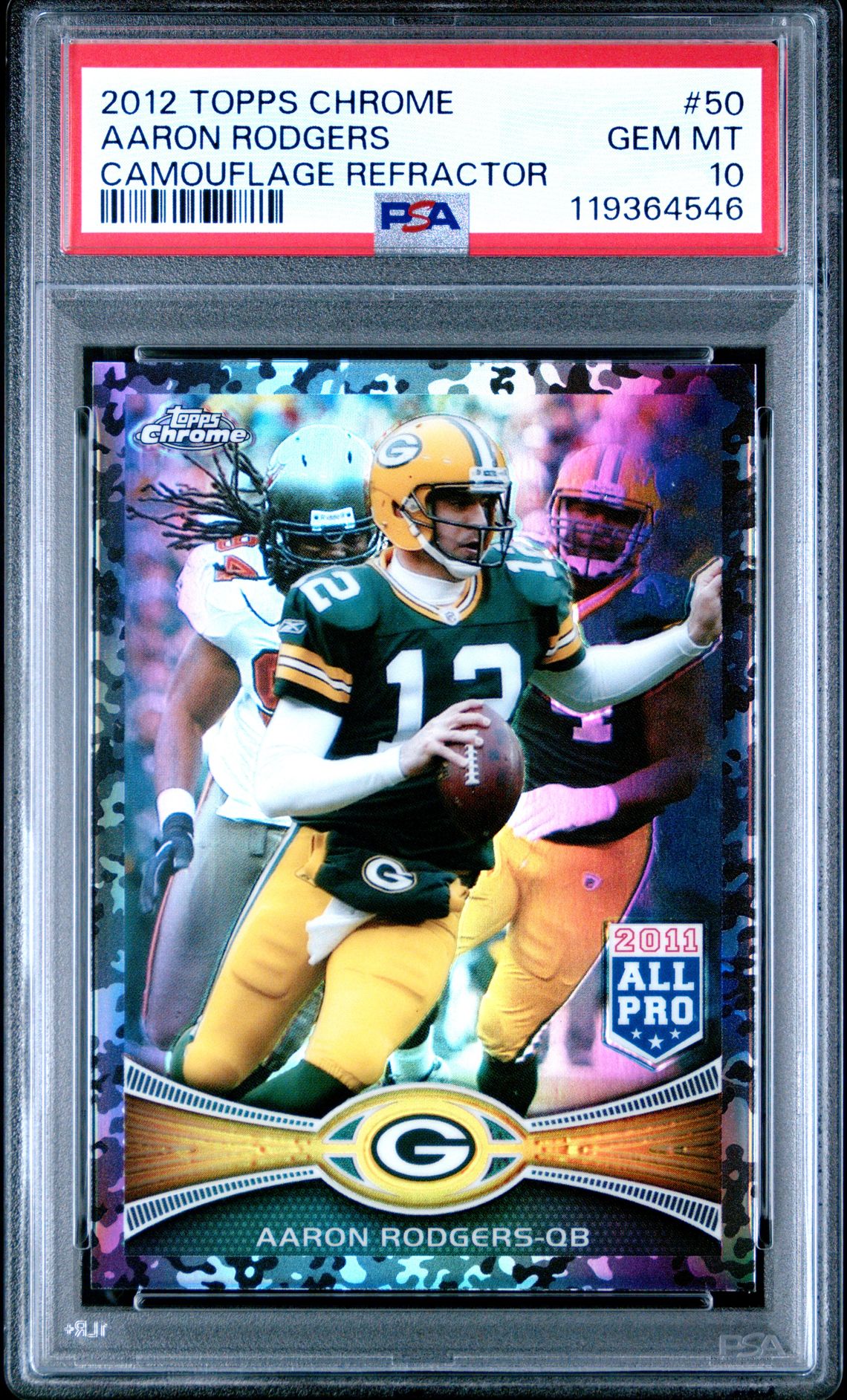 2012 Topps Chrome Aaron Rodgers #50 (Camouflage Refractor) Gem Mt 10 front