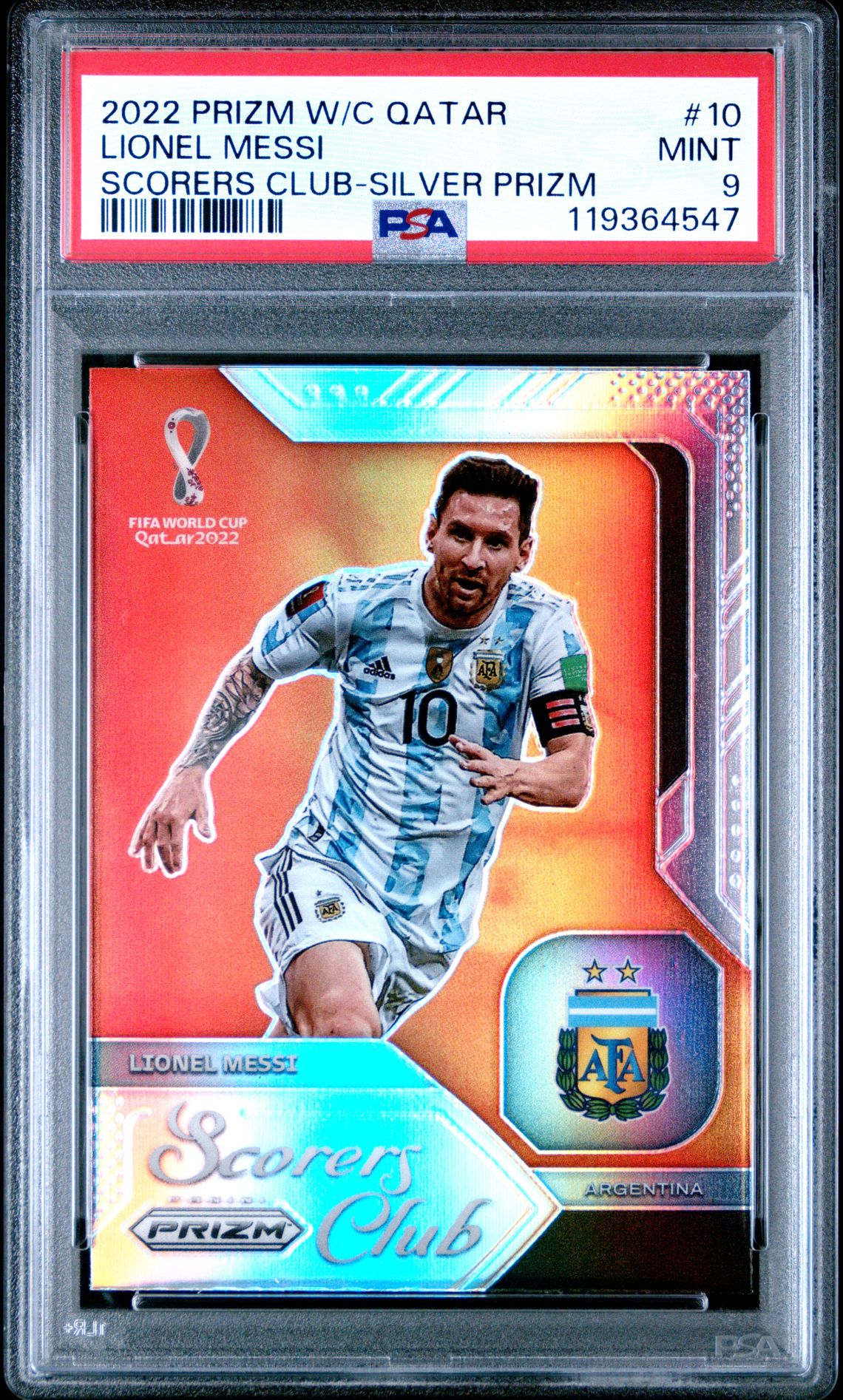 2022 Panini Prizm World Cup Qatar Scorers Club Lionel Messi #10 (Scorers Club-Silver Prizm) Mint 9 front