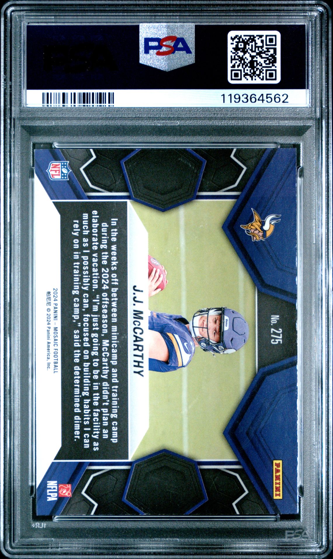 2024 Panini Mosaic Jj Mccarthy #275 Mint 9 back