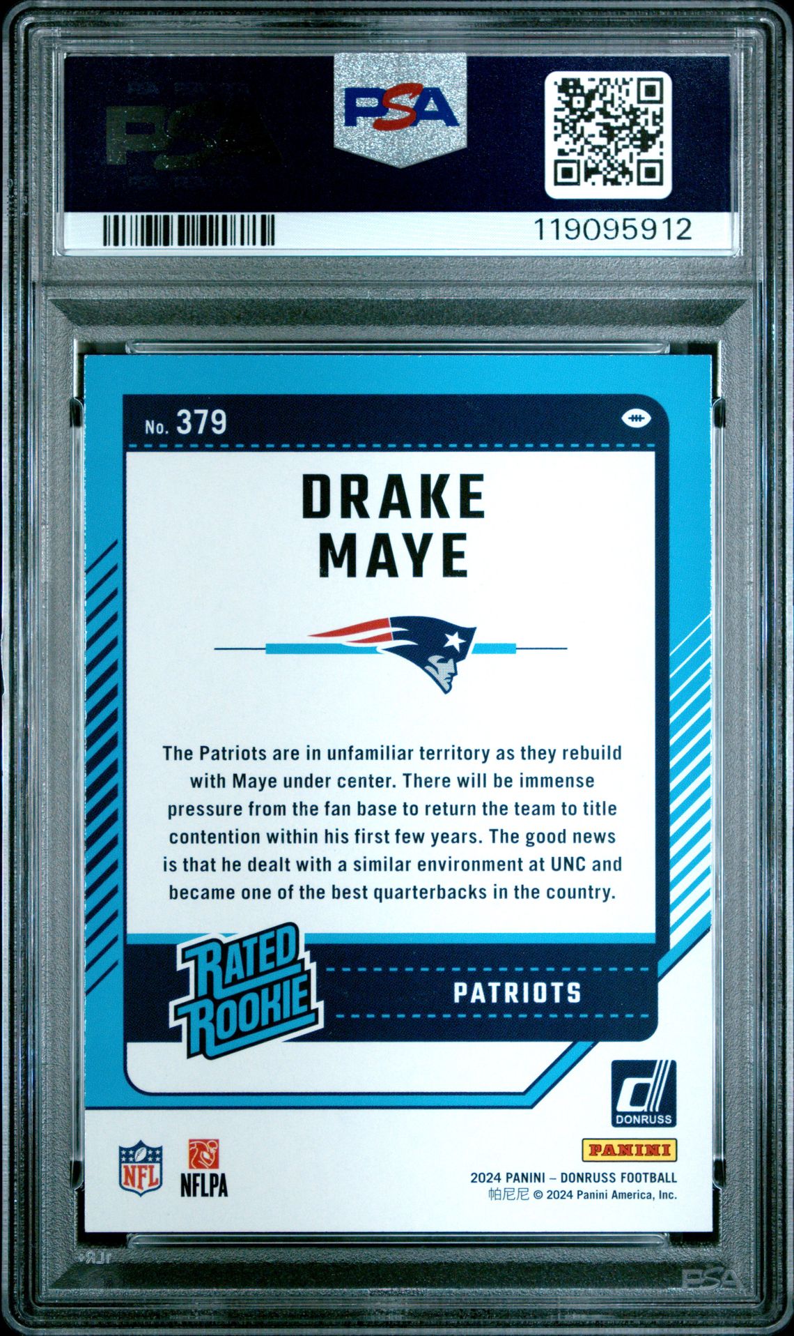 2024 Panini Donruss Drake Maye #379 Mint 9 back
