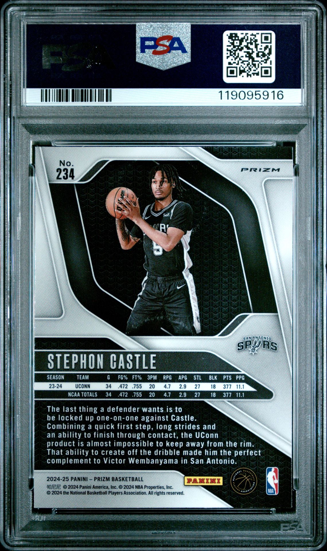 2024 Panini Prizm Stephon Castle #234 (Ice) Mint 9 back