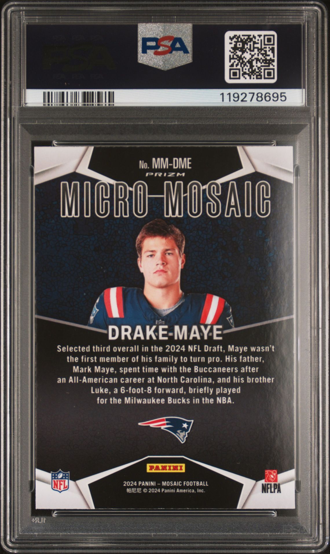 2024 Panini Mosaic Micro Mosaic Drake Maye #Mmdme Mint 9 back
