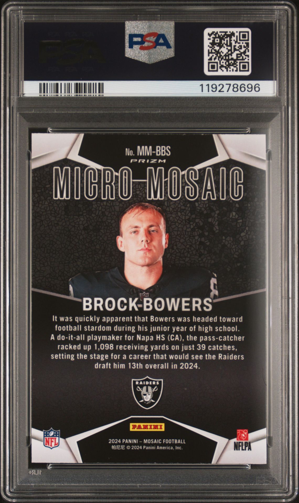 2024 Panini Mosaic Micro Mosaic Brock Bowers #Mmbbs Mint 9 back