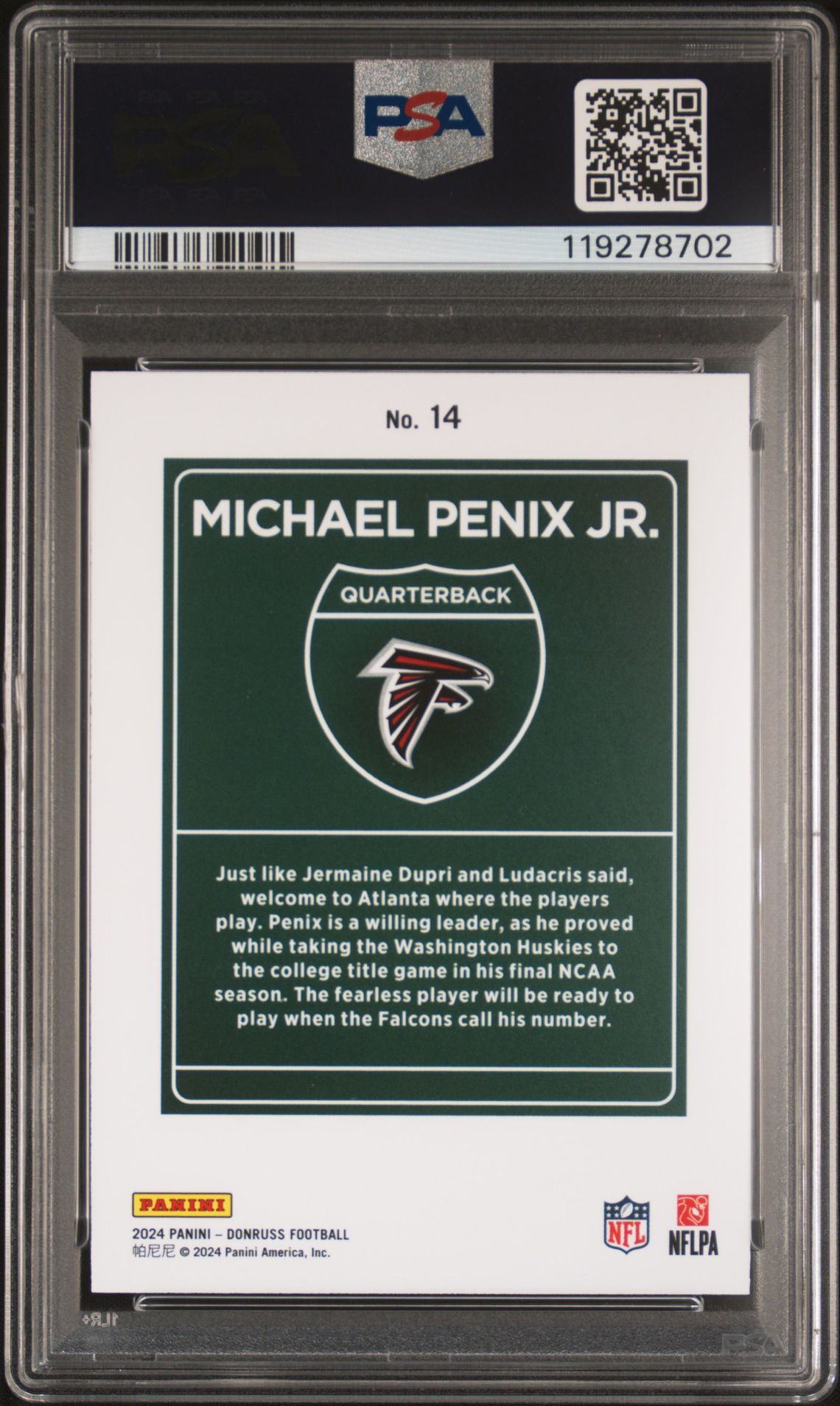 2024 Panini Donruss Downtown! Michael Penix Jr. #14 Mint 9 back