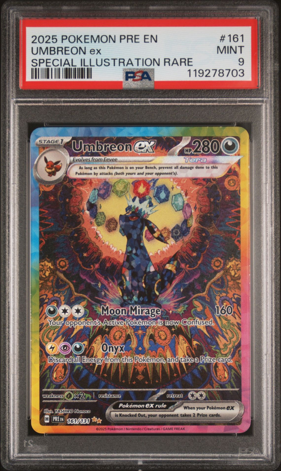 2025 Pokemon Pre En-Prismatic Evolutions Umbreon Ex #161 (Special Illustration Rare) Mint 9 front