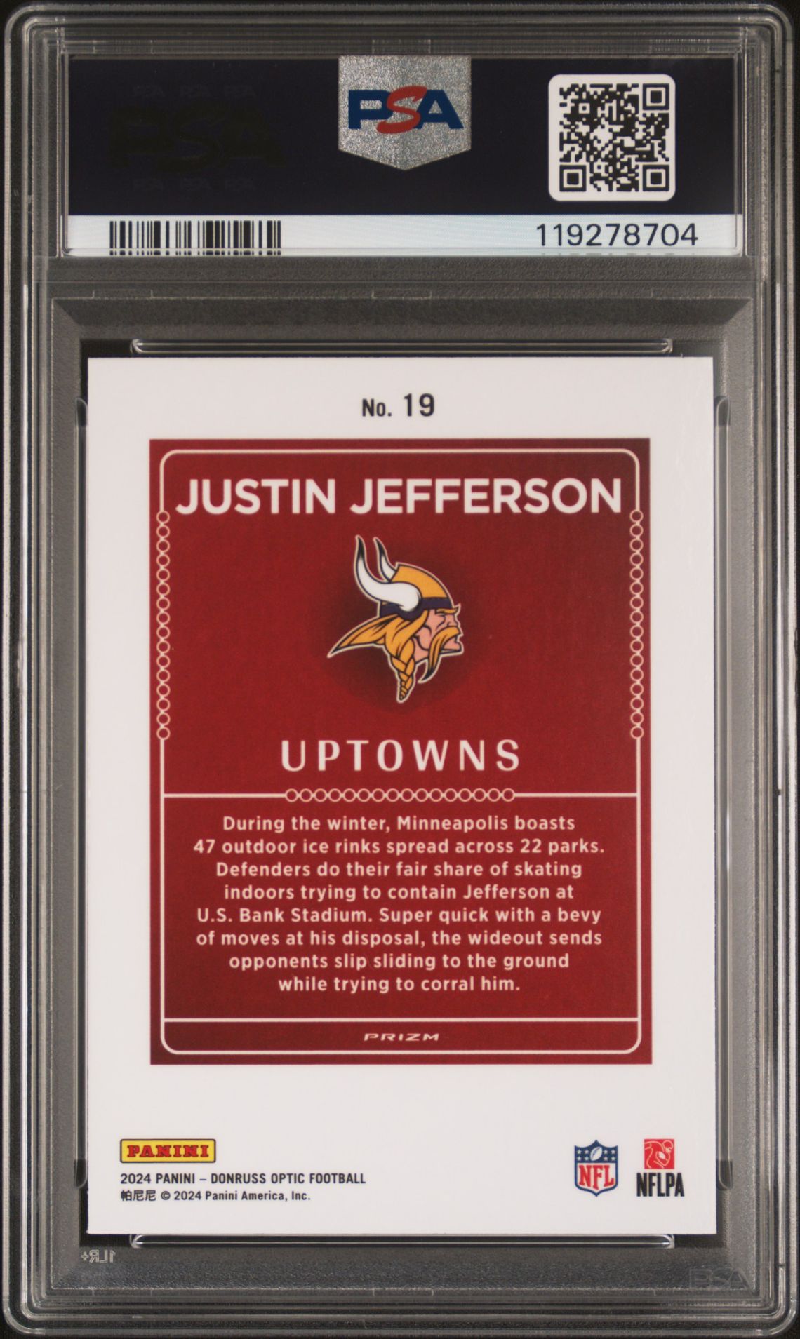 2024 Panini Donruss Optic Uptowns Justin Jefferson #19 Mint 9 back