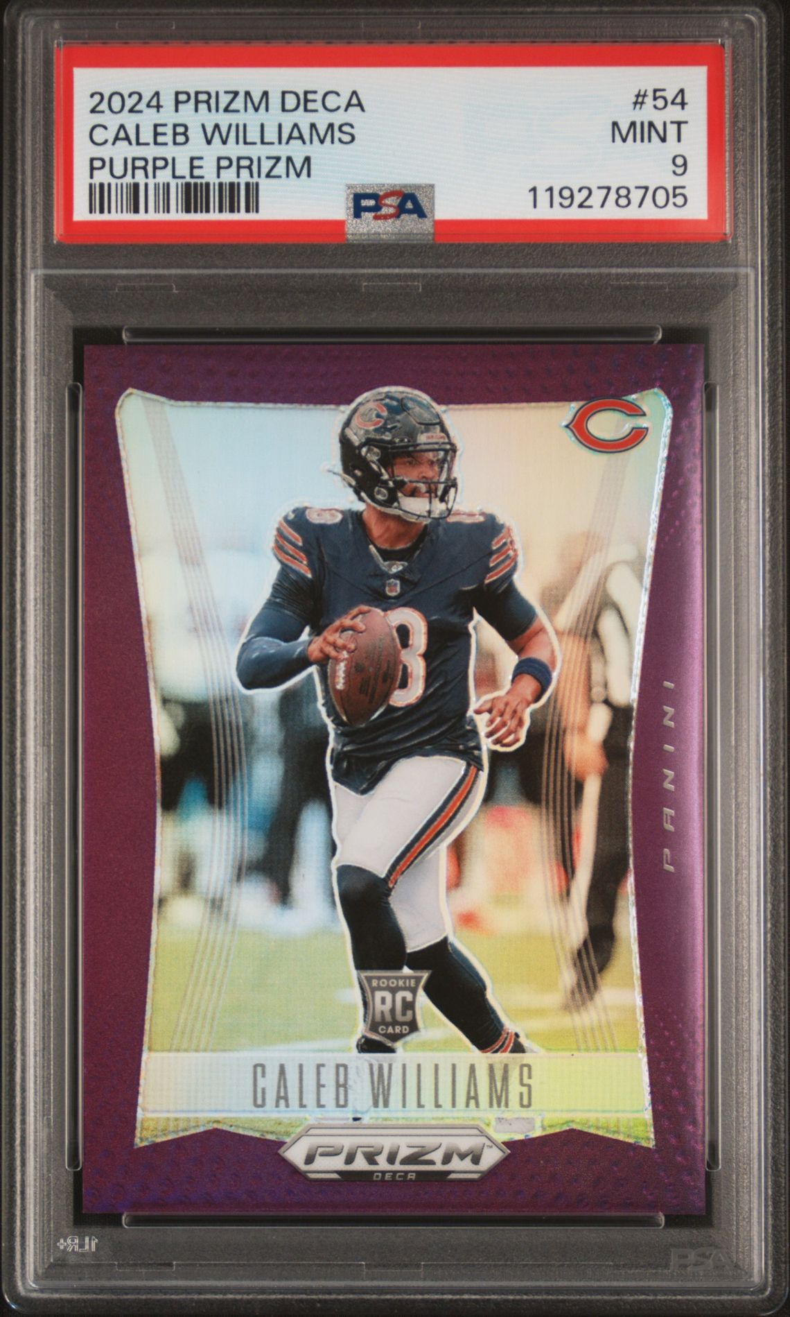 2024 Panini Prizm Deca Caleb Williams #54 (Purple Prizm) Mint 9 front