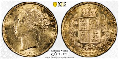 1872-S Sov Shield S-3855 MS61