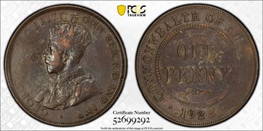 1922 1D English obverse XF45BN