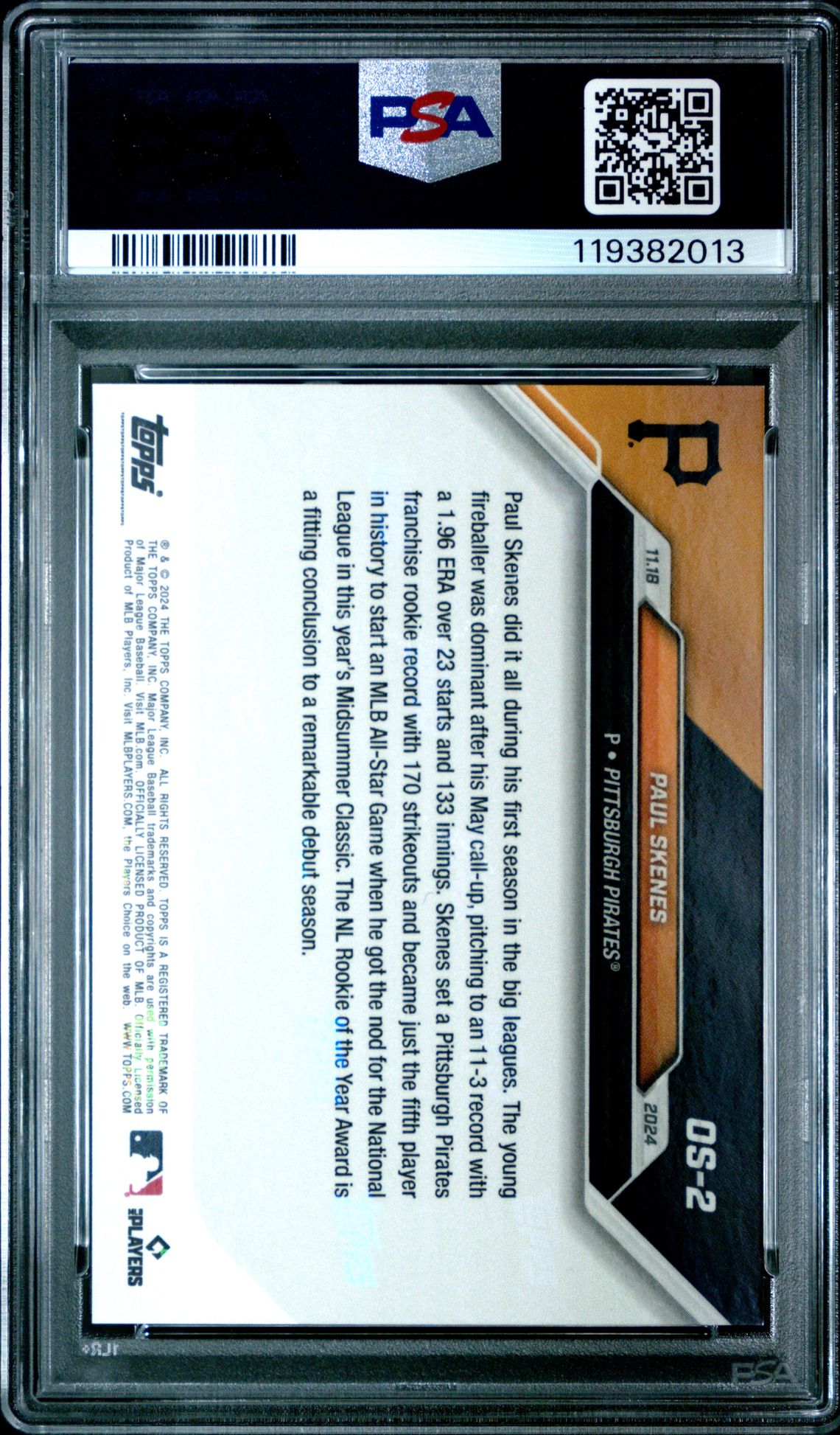 2024 Topps Now Offseason Paul Skenes #Os2 Gem Mt 10 back