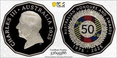 2025 50C Honours and Awards CuNi Colorized PR70DCAM