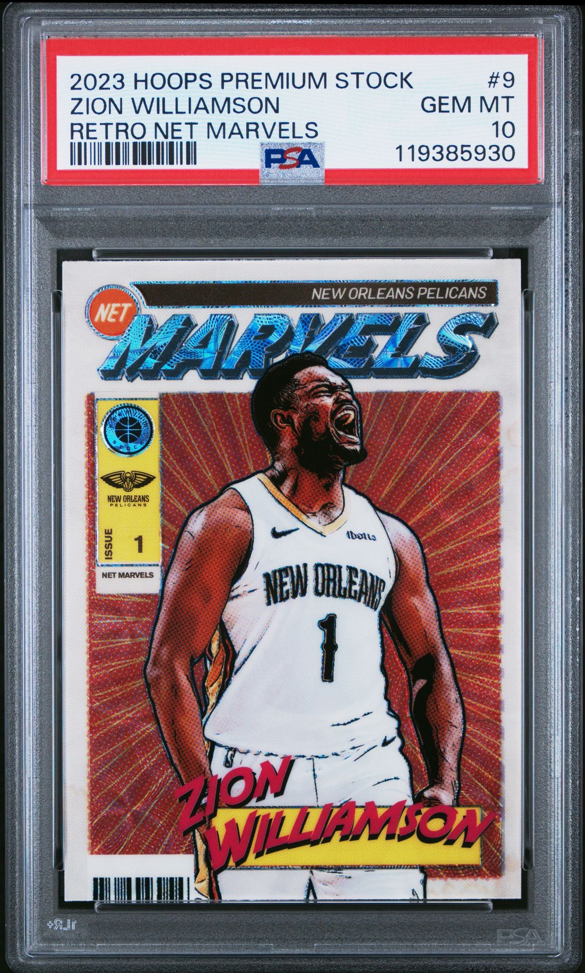 2023 Panini PANINI HOOPS PREMIUM STOCK RETRO NET MARVELS #9 Zion Williamson front