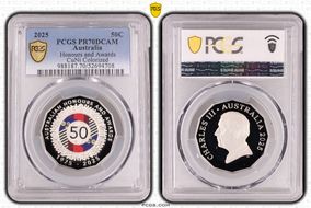 2025 50C Honours and Awards CuNi Colorized PR70DCAM
