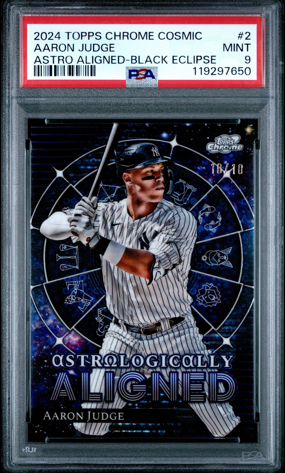 2024 Topps TOPPS COSMIC CHROME ASTROLOGICALLY ALIGNED ASTRO ALIGNED-BLACK ECLIPSE #2 Aaron Judge front