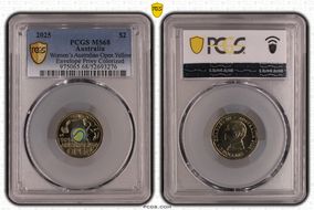 2025 $2 Women’s Australian Open Yellow Envelope Privy Colorized MS68