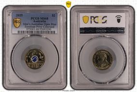 2025 $2 Men’s Australian Open Blue Envelope Privy Colorized MS68