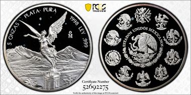 1998-Mo 5 Onza Libertad Ag PR66DCAM