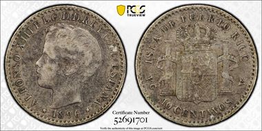 1896-PG V 10C KM-21  Ag VF35