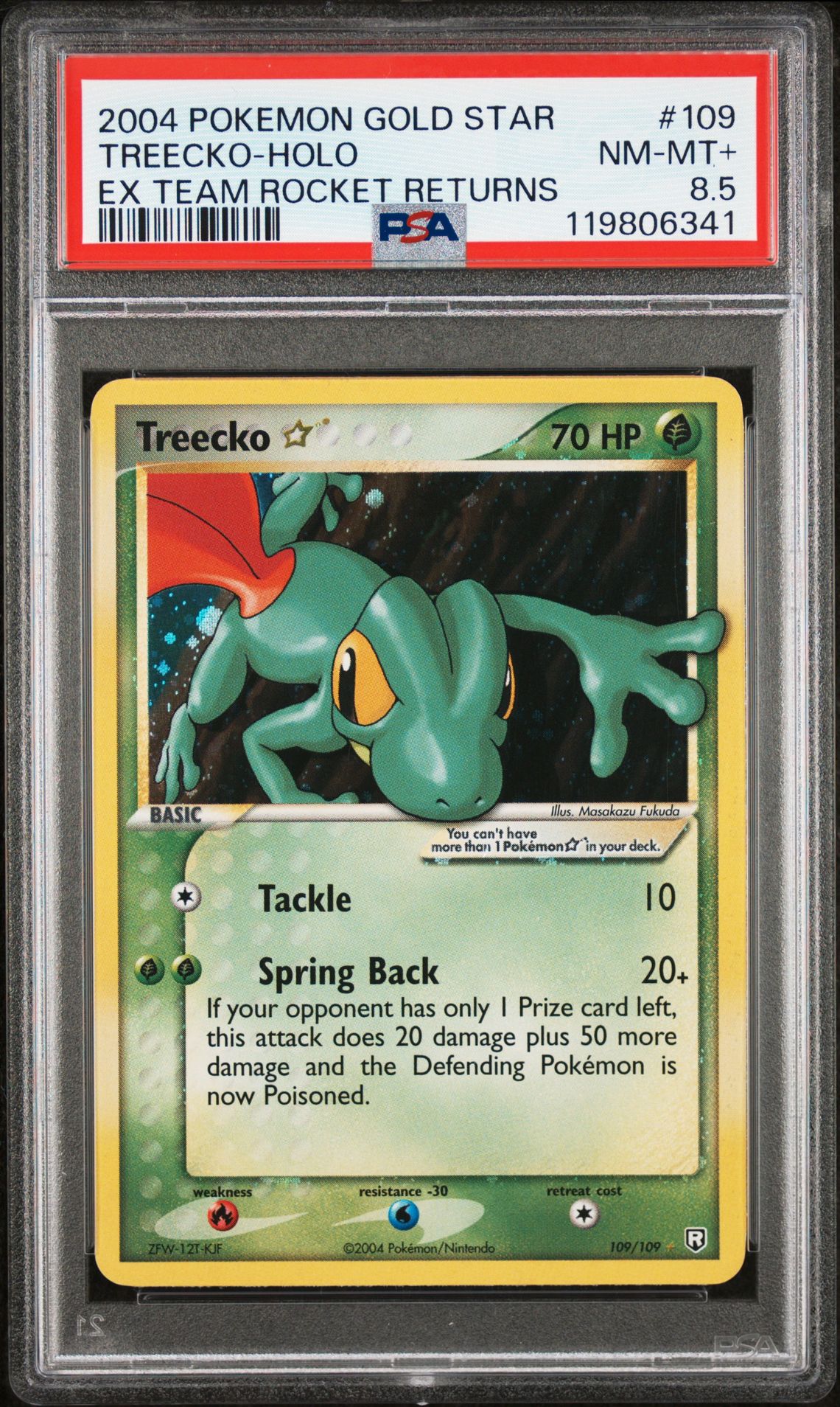 2004 Pokemon POKEMON EX TEAM ROCKET RETURNS #109 Treecko-Holo front