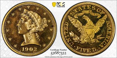 1902 $5 PR64
