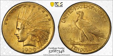 1909 $10 MS62