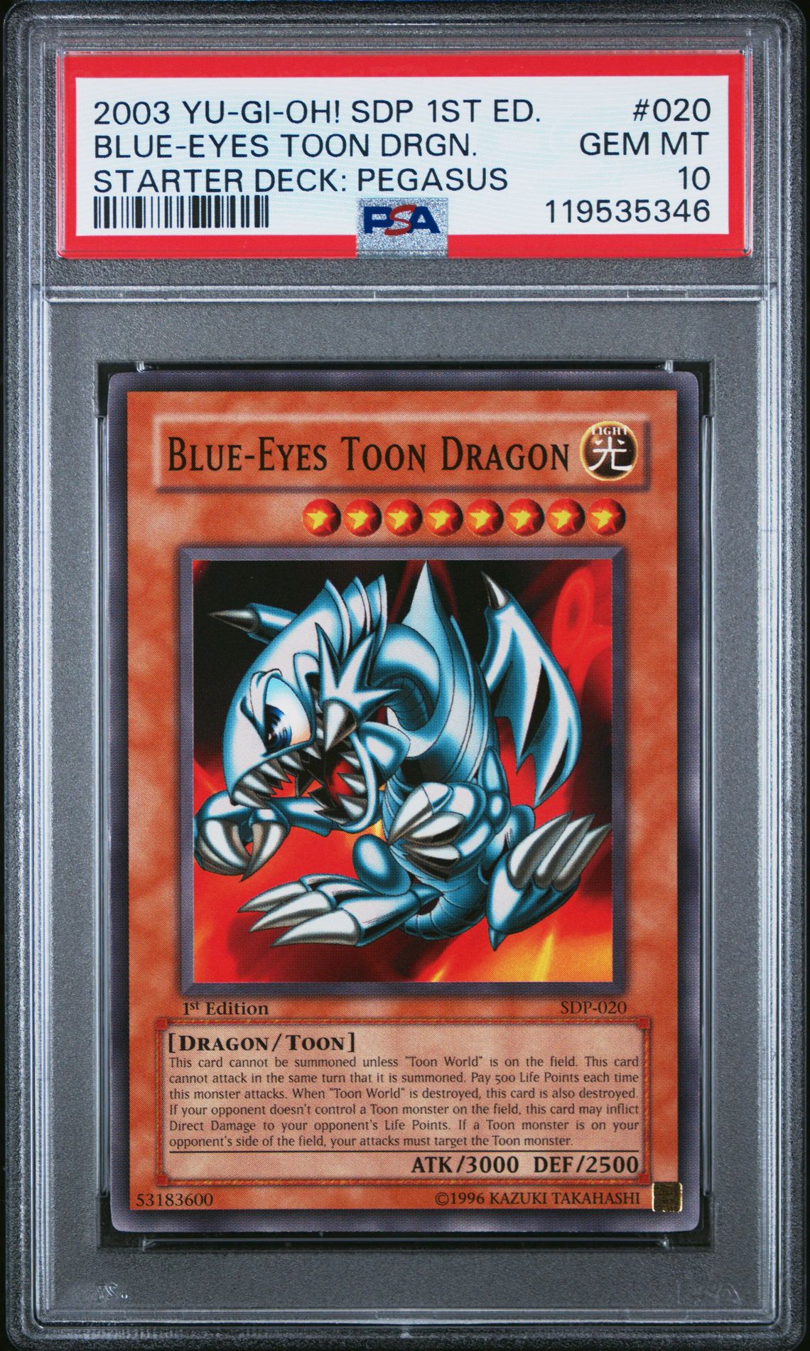 2003 Yu-Gi-Oh! YU-GI-OH! STARTER DECK: PEGASUS #020 Blue-Eyes Toon Drgn. front