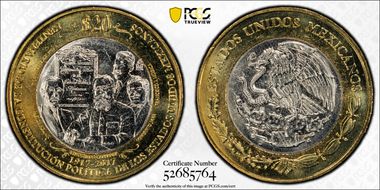 2017-Mo 20 Peso Constitution Centennial MS64