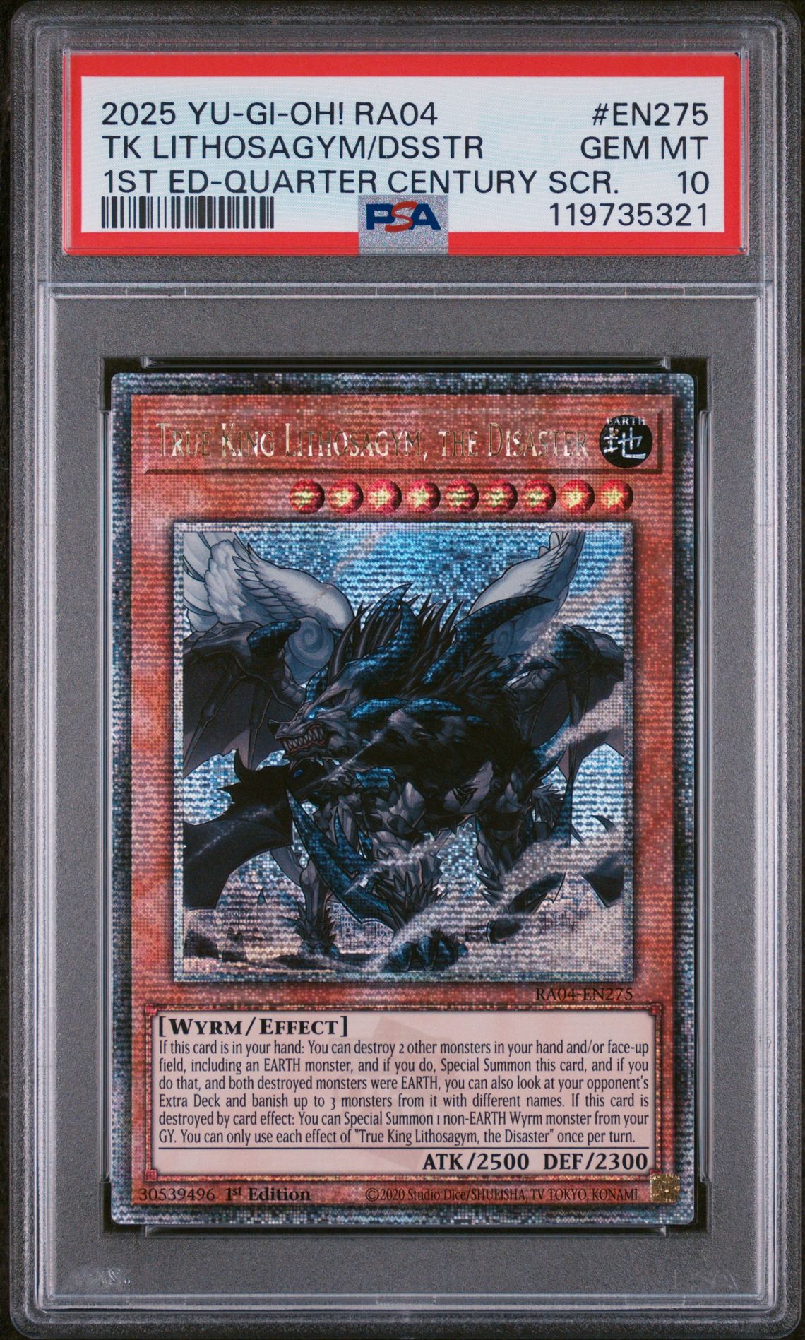 2025 Yu-Gi-Oh! YU-GI-OH! RA04-QUARTER CENTURY STAMPEDE 1ST ED-QUARTER CENTURY SCR. #EN275 Tk Lithosagym/Dsstr front