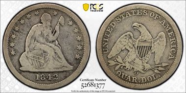 1842-O 25C Large Date VG10