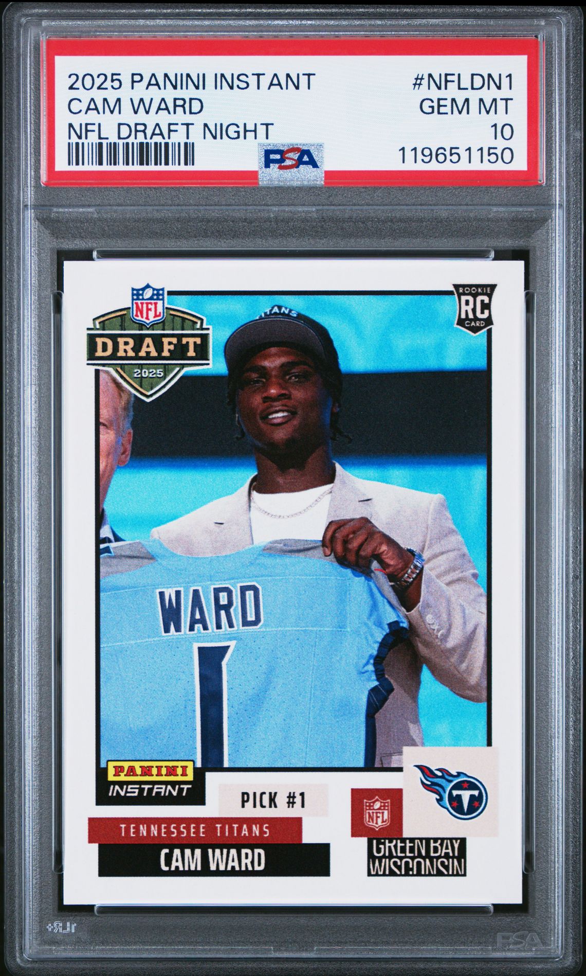 2025 Panini Instant Nfl Draft Night Cam Ward #Nfldn1 Gem Mt 10 front