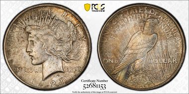 1921 $1 High Relief, Peace N1