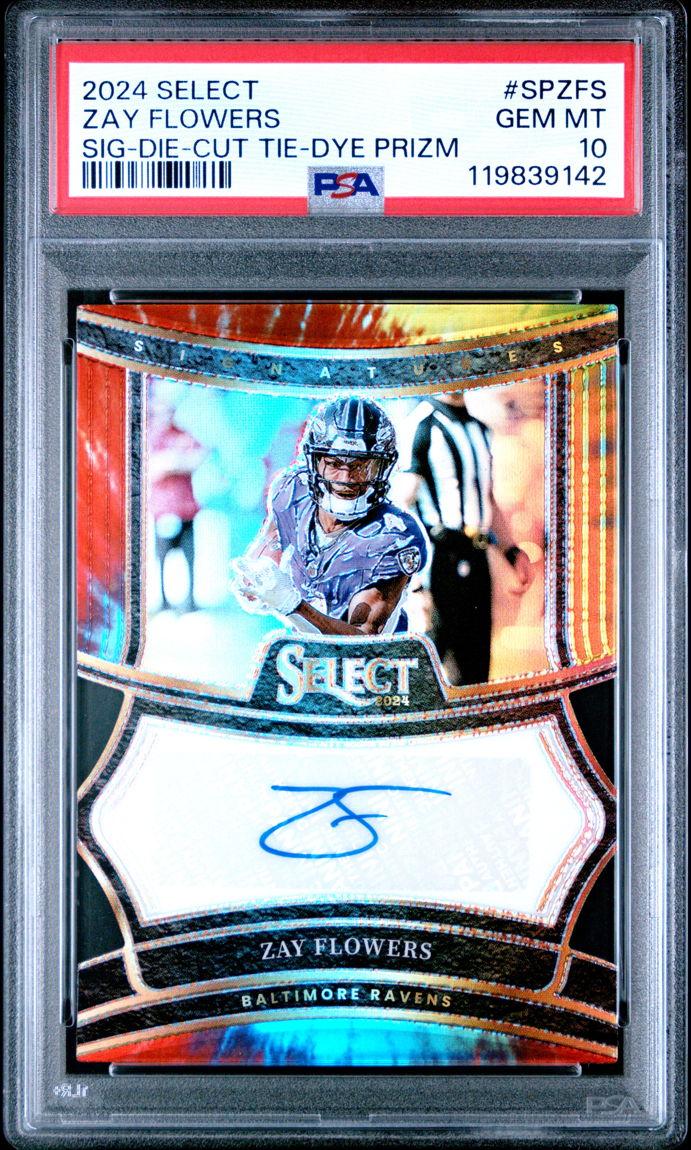 2024 PANINI SELECT SIGNATURES SIG-DIE-CUT TIE-DYE PRIZM ZAY