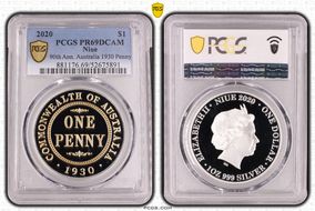 2020 $1 90th Ann. Australia 1930 Penny PR69DCAM
