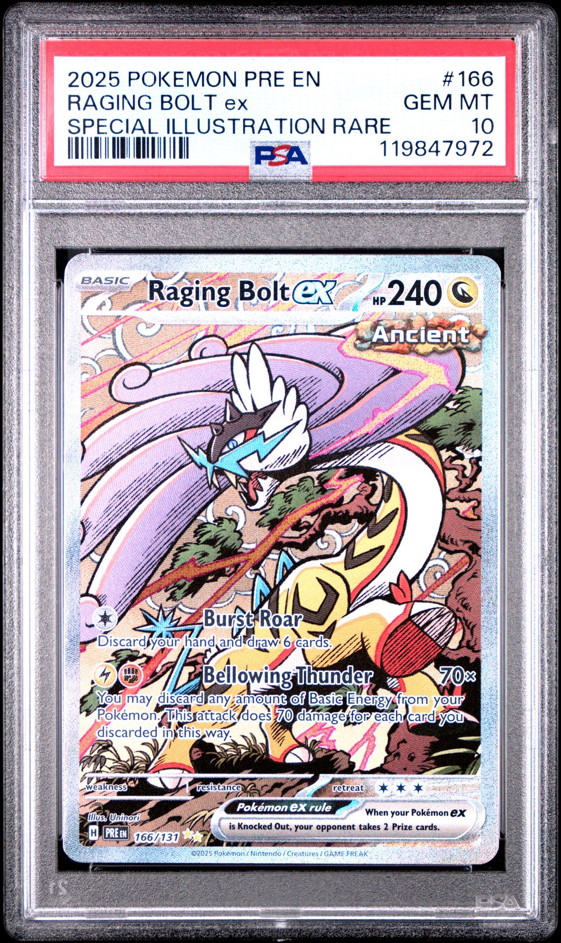 2025 Pokemon POKEMON PRE EN-PRISMATIC EVOLUTIONS SPECIAL ILLUSTRATION RARE #166 Raging Bolt Ex front