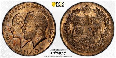 1927 Medal 60th Ann. Confederation Ae BHM-4215 MS64RB