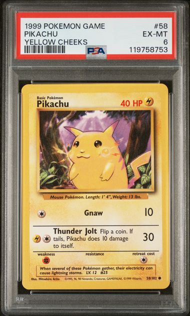1999 Pokemon Yellow #58 Pikachu front