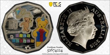 2016 50C Big Ted Play School Colorized MS69