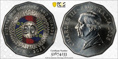2025 50C Honours and Awards CuNi Colorized MS69
