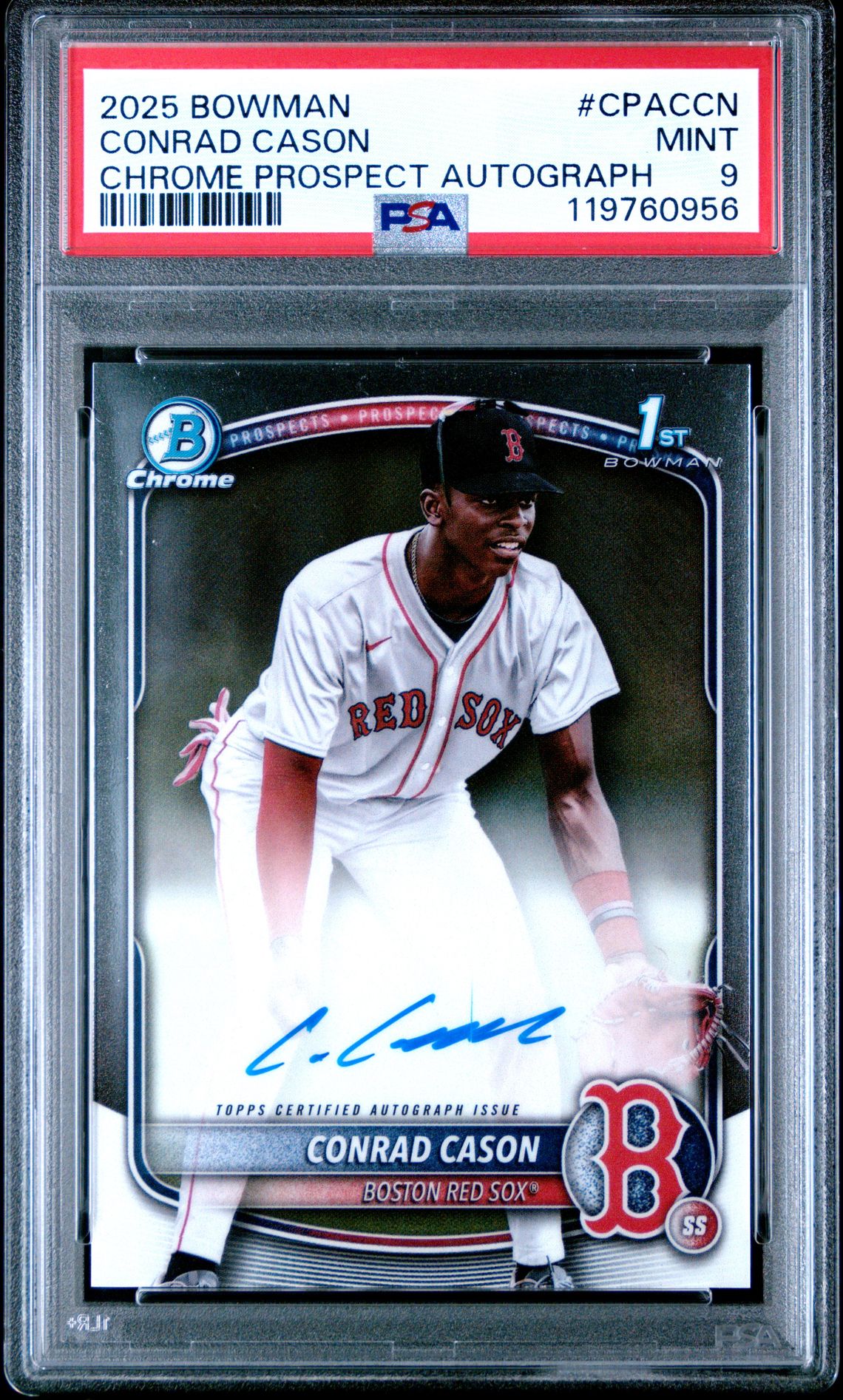 2025 Bowman Chrome Prospect Autographs Conrad Cason #Cpaccn Mint 9 front