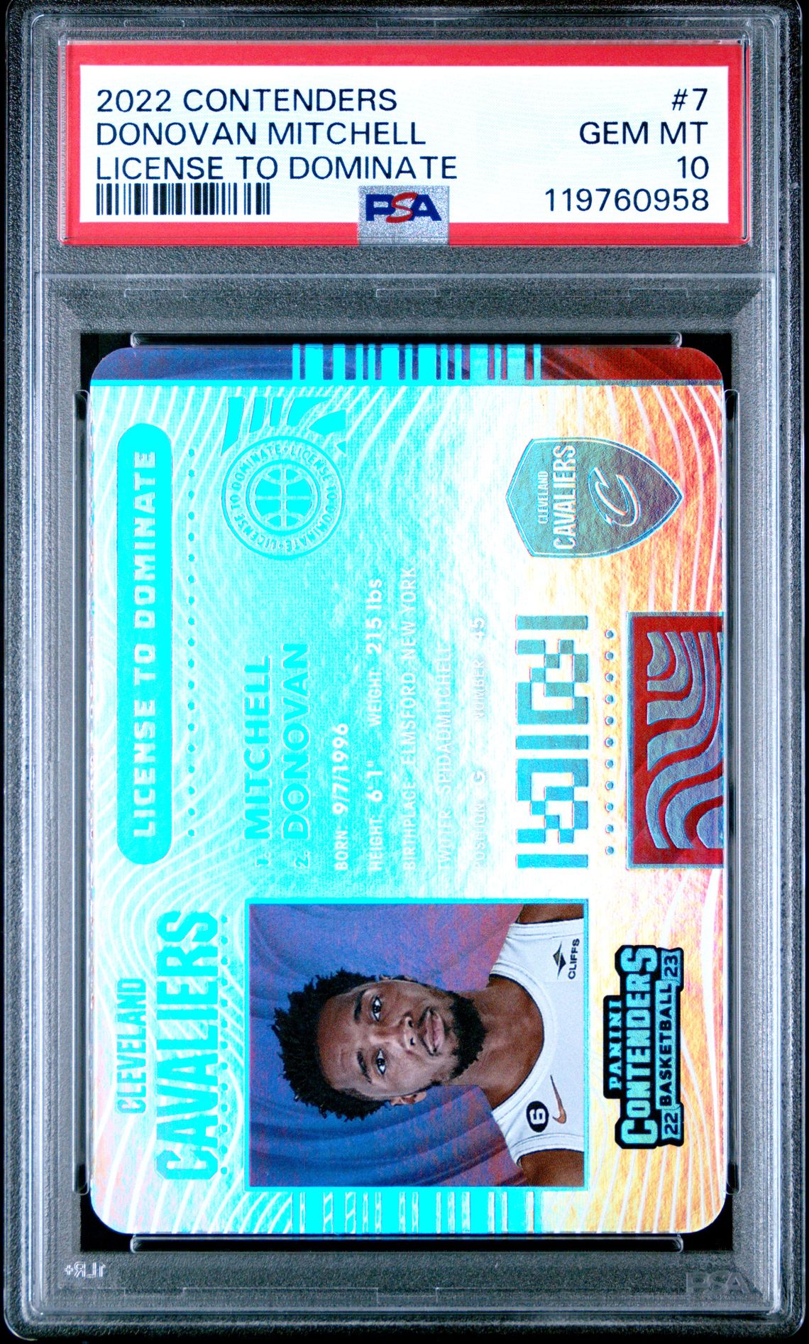2022 Panini Contenders License To Dominate Donovan Mitchell #7 (License To Dominate) Gem Mt 10 front