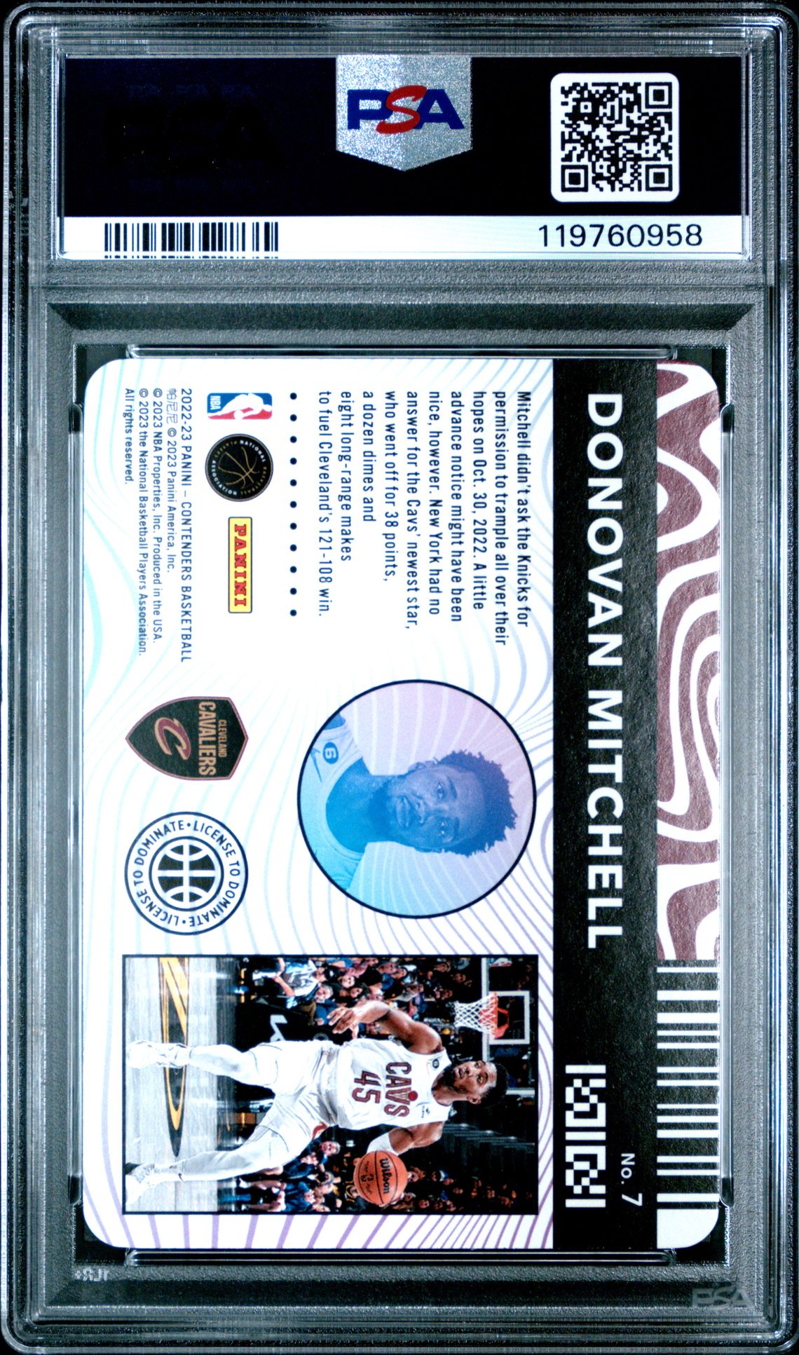 2022 Panini Contenders License To Dominate Donovan Mitchell #7 (License To Dominate) Gem Mt 10 back