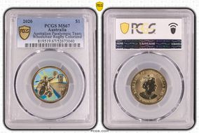 2020 $1 Australian Paralympic Team Wheelchair Rugby Colorized MS67