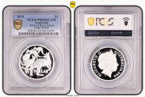 2014 $1 Mob of Roos Silver High Relief PR69DCAM