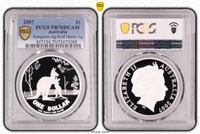 2007 $1 Kangaroo Ag-Rolf Harris Ag PR70DCAM