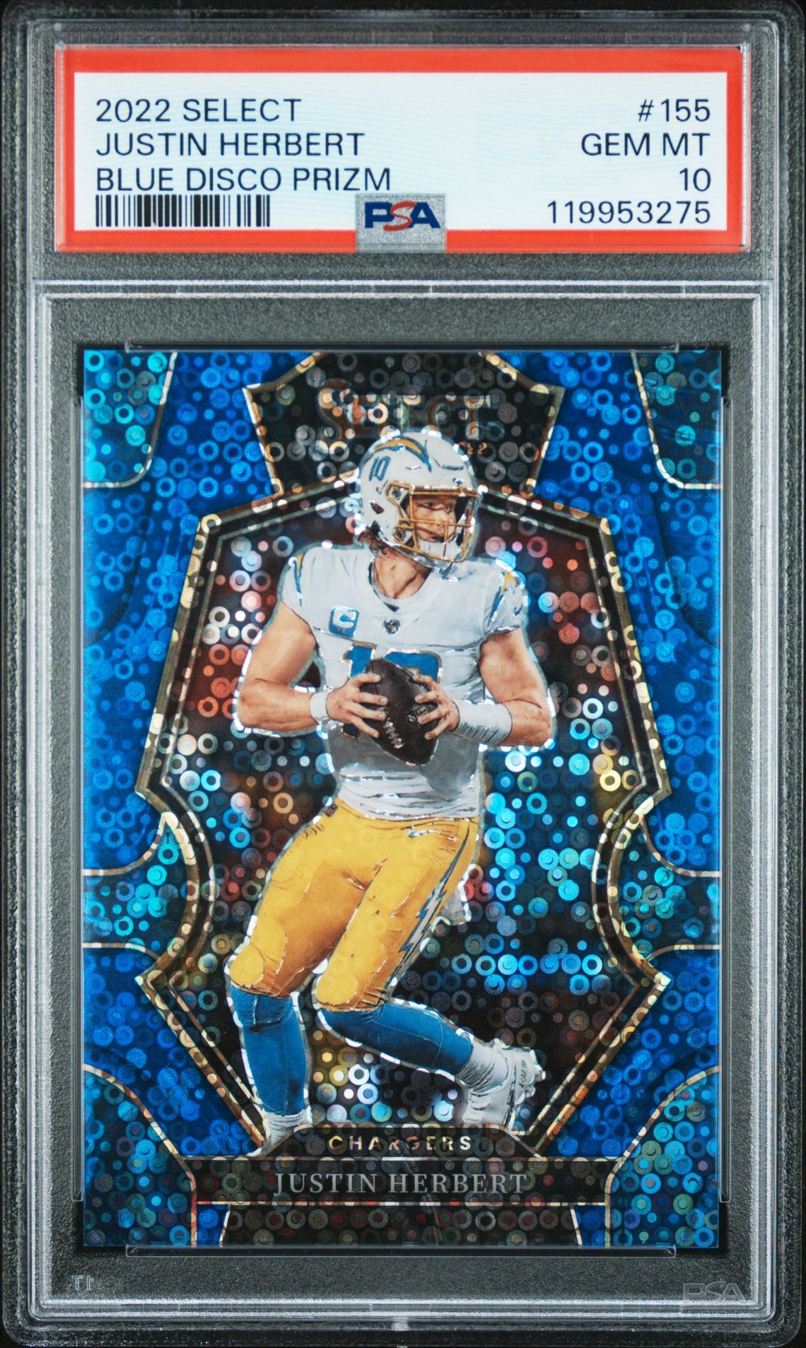 2020 Panini Select BLUE DISCO PRIZM #155 Justin Herbert front