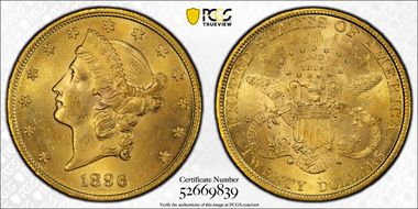 1896 $20 MS62