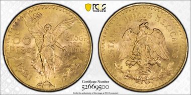 1944 50 Peso KM-481  Au MS64