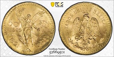 1928 50 Peso KM-481  Au MS65